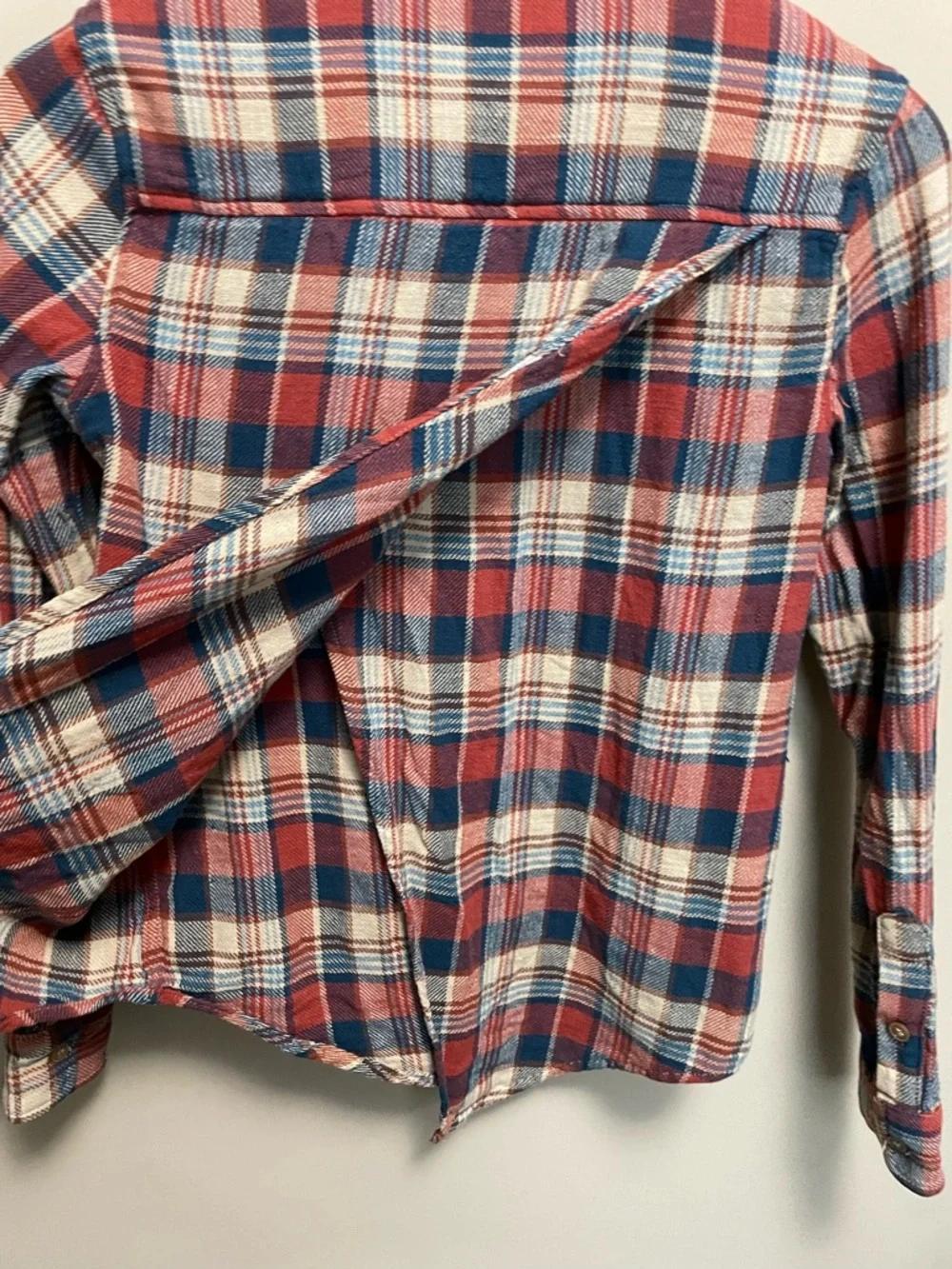 MOTHER Denim Blue & Orange Plaid Button Down Blouse Shirt Women’s XS - Picture 8 of 13